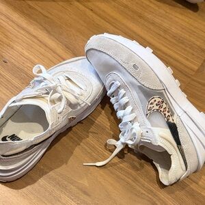 Nike Women's White and Leopard Print Sneakers